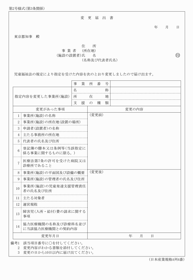 指定障害児通所支援事業者及び指定障害児入所施設の指定等に関する規則